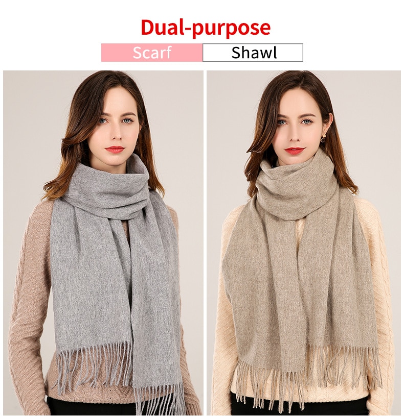 Winter 100% Pure Wool Scarf Neck Warmer Women