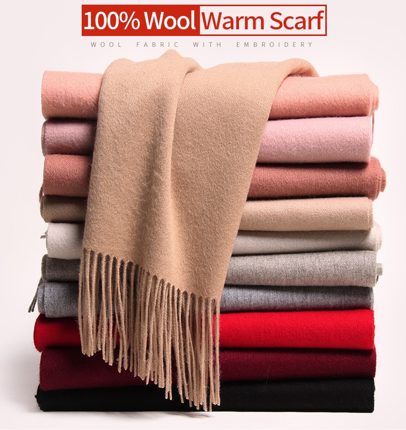 Winter 100% Pure Wool Scarf Neck Warmer Women