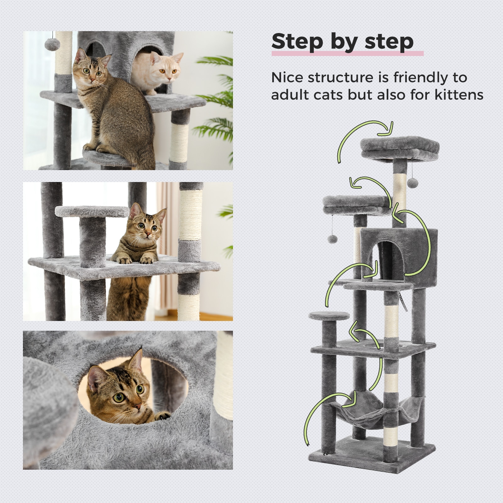 Luxury Pet Cat Tree House Condo Furniture Multi-Layer