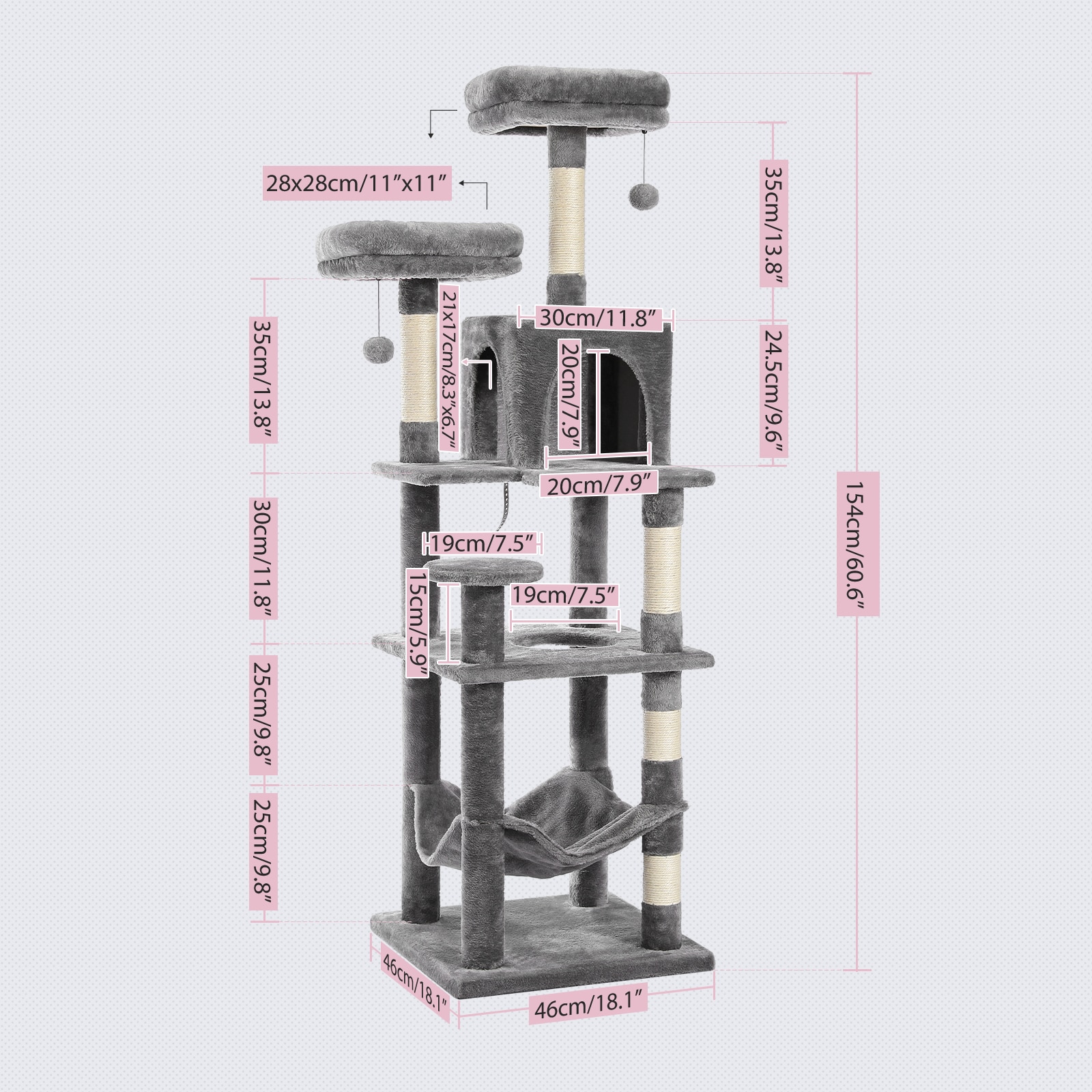 NEW Modern Cat Tree with Scratching Posts Cat Nest Multi-Level Tower Cat Condo Activity Jumping Platform Stable with 2 Balls