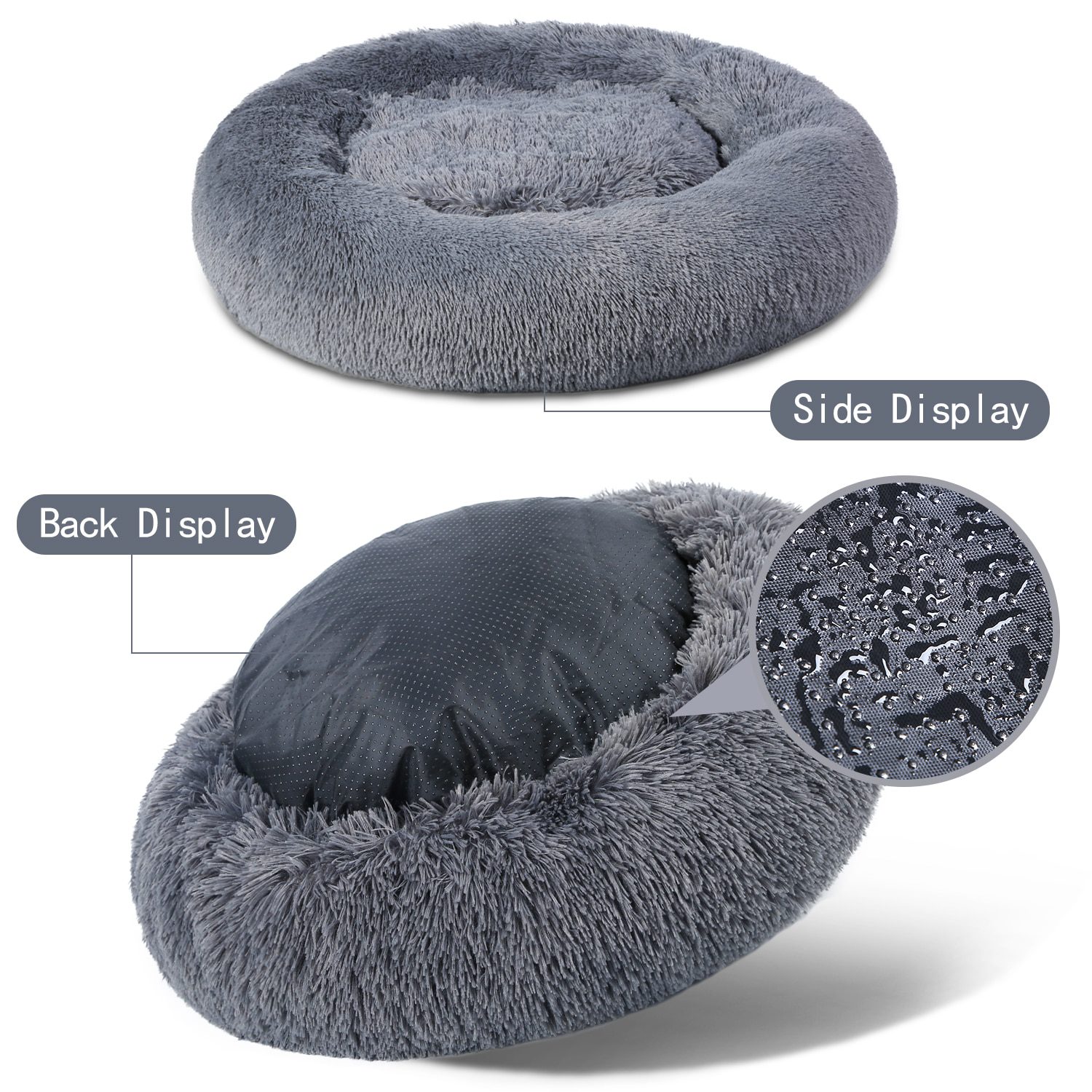 NEW Fluffy Donut Dog Bed Xxl Warm Soft Long Plush Pet Cushion Dog House Cat Bed Washable Pet Sofa Mat Calming Samll Large Dog B