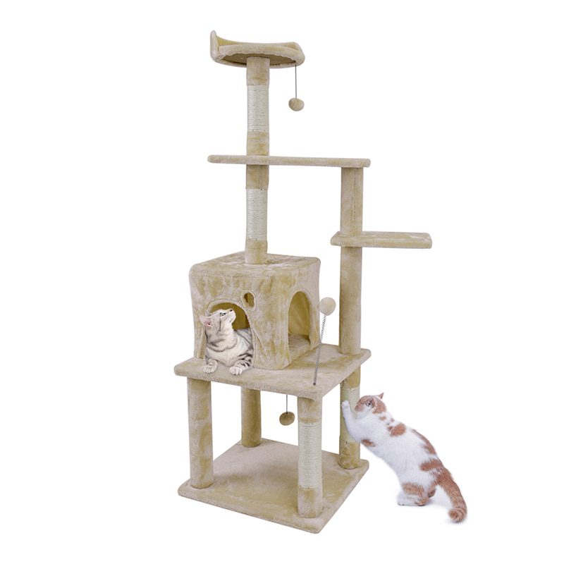 NEW H145 CM Cat Tree With Jump Ladder Cat Pet Scratching Wood Climbing Tree For Cat Climbing Frame Cat Furniture Scratching Post