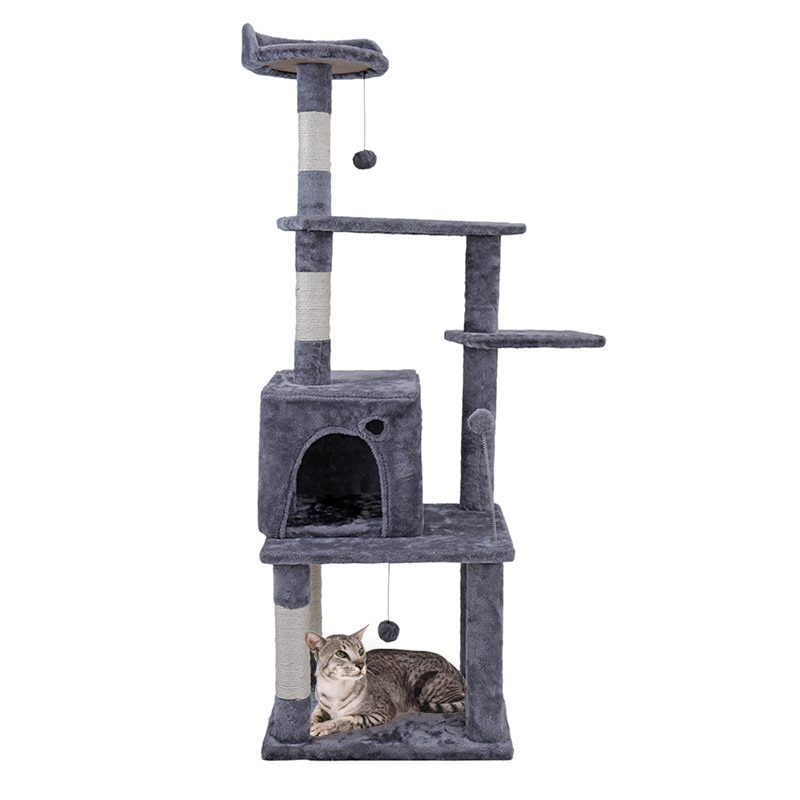 NEW H145 CM Cat Tree With Jump Ladder Cat Pet Scratching Wood Climbing Tree For Cat Climbing Frame Cat Furniture Scratching Post