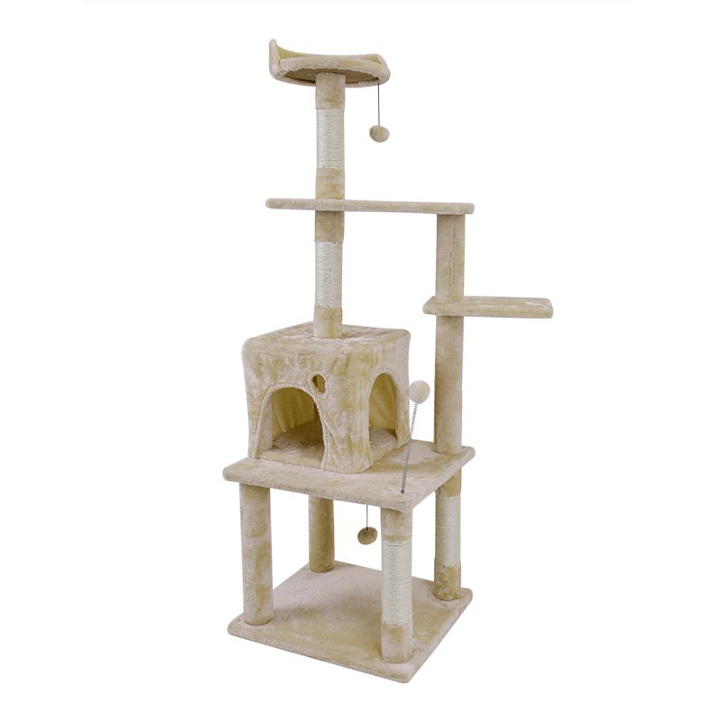 NEW H145 CM Cat Tree With Jump Ladder Cat Pet Scratching Wood Climbing Tree For Cat Climbing Frame Cat Furniture Scratching Post