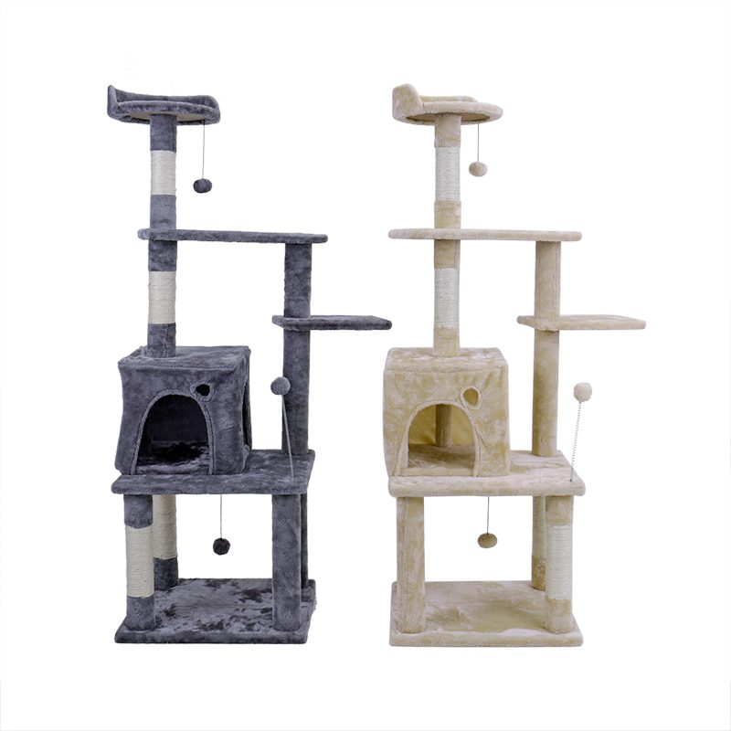 NEW H145 CM Cat Tree With Jump Ladder Cat Pet Scratching Wood Climbing Tree For Cat Climbing Frame Cat Furniture Scratching Post