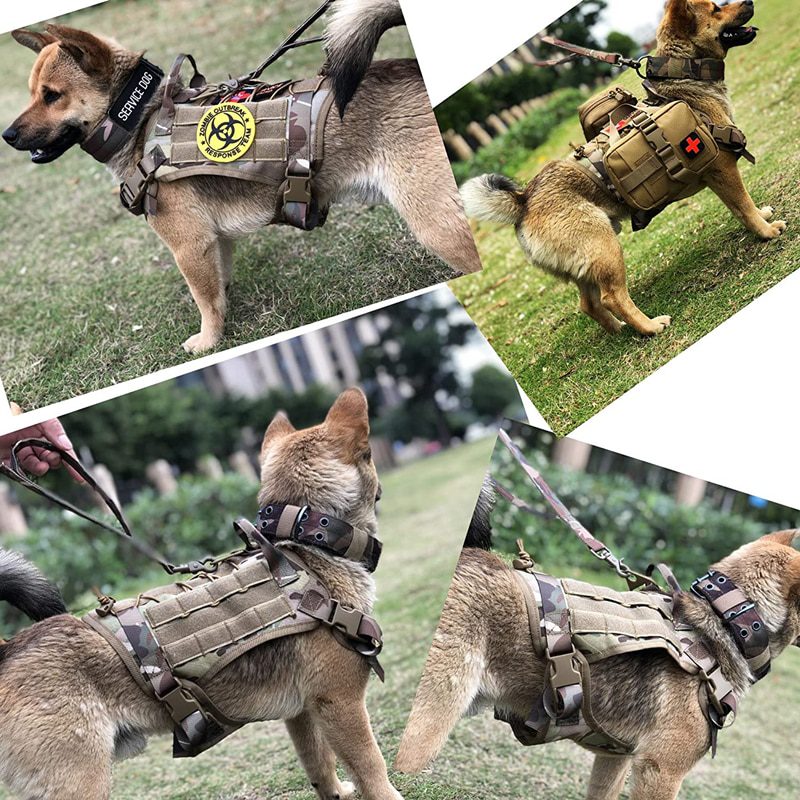 NEW Tactical Military Vest K9 Pet Outdoor Training Vest Dog Harness and Leash Set With Collar for Medium Large Dogs German Sheph