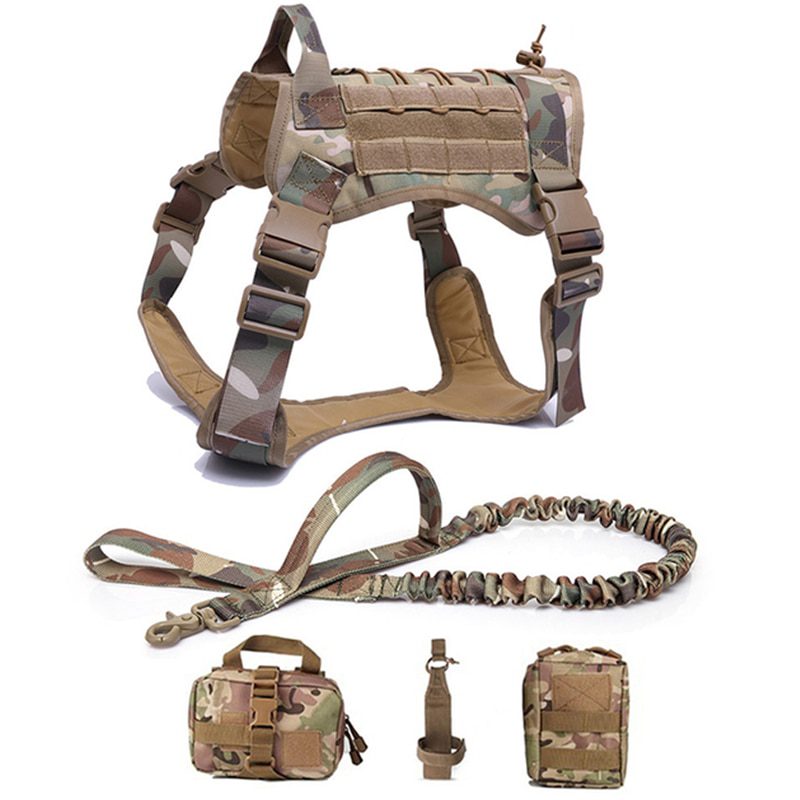 NEW Tactical Military Vest K9 Pet Outdoor Training Vest Dog Harness and Leash Set With Collar for Medium Large Dogs German Sheph