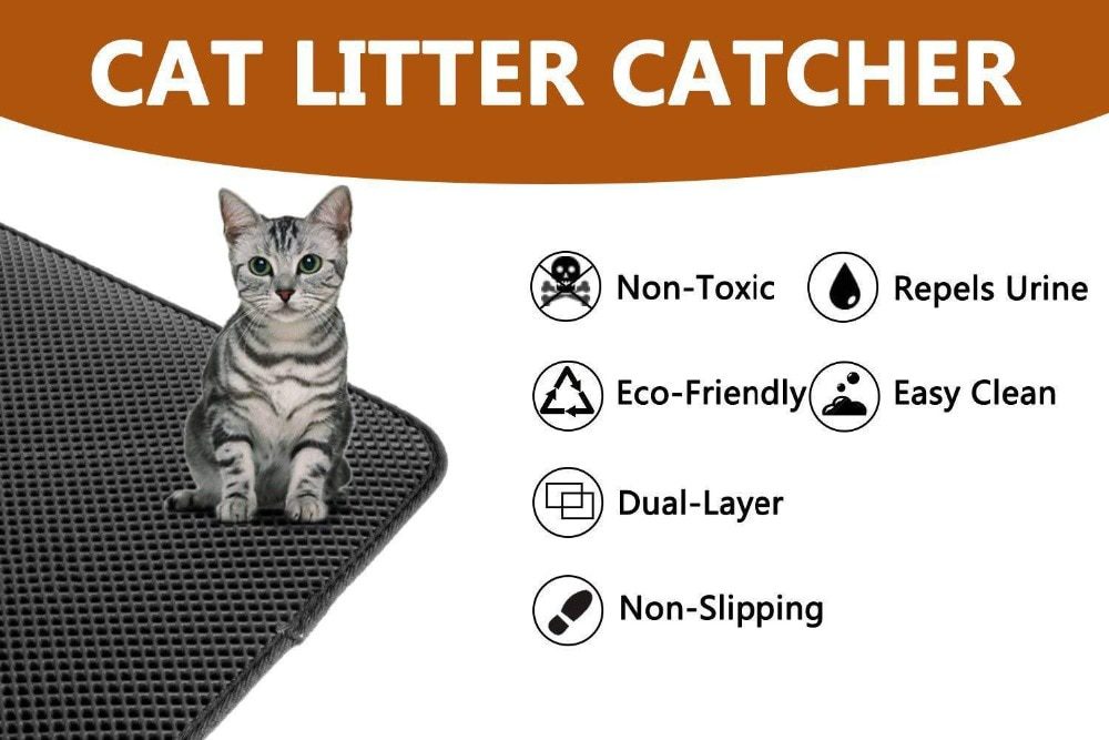 NEW Pet Cat Litter Mat Waterproof EVA Double Layer Cat Litter Trapping Pet Litter Box Mat Clean Pad Products For Cats Accessorie