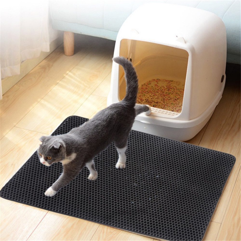 NEW Pet Cat Litter Mat Waterproof EVA Double Layer Cat Litter Trapping Pet Litter Box Mat Clean Pad Products For Cats Accessorie