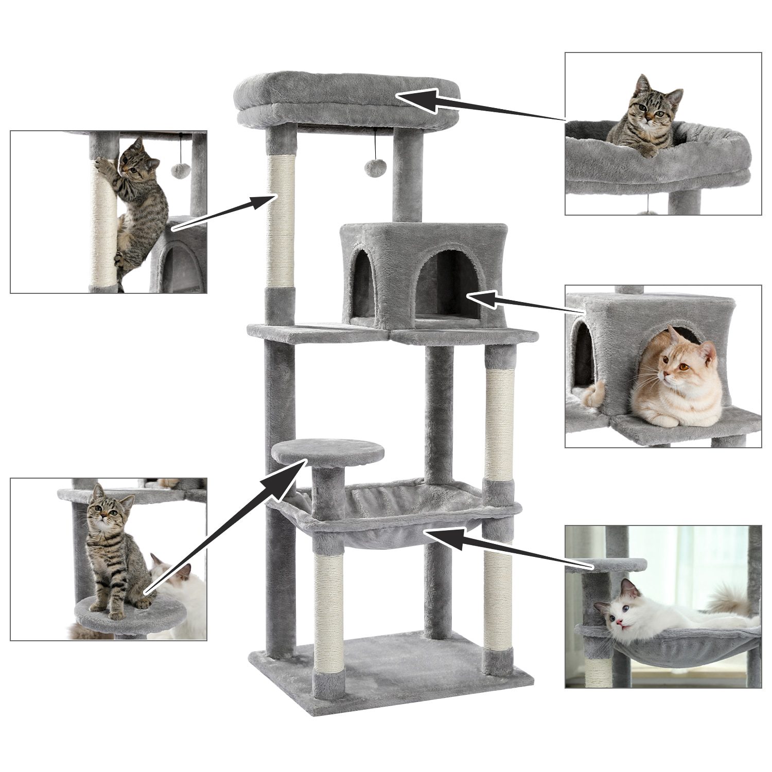 NEW H176cm Pet Cat Tree House Condo Toy Scratching Post for Cats Wood Climbing Tree Cat Tree Towers Furniture Fast Domestic Deli