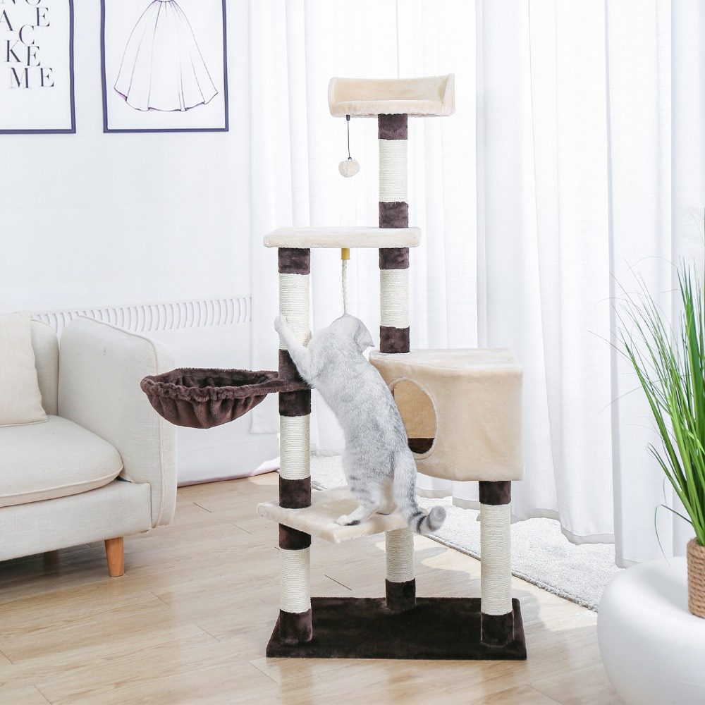 NEW H176cm Pet Cat Tree House Condo Toy Scratching Post for Cats Wood Climbing Tree Cat Tree Towers Furniture Fast Domestic Deli