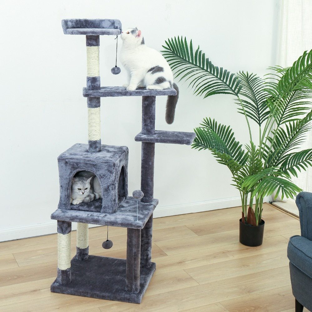 NEW H176cm Pet Cat Tree House Condo Toy Scratching Post for Cats Wood Climbing Tree Cat Tree Towers Furniture Fast Domestic Deli