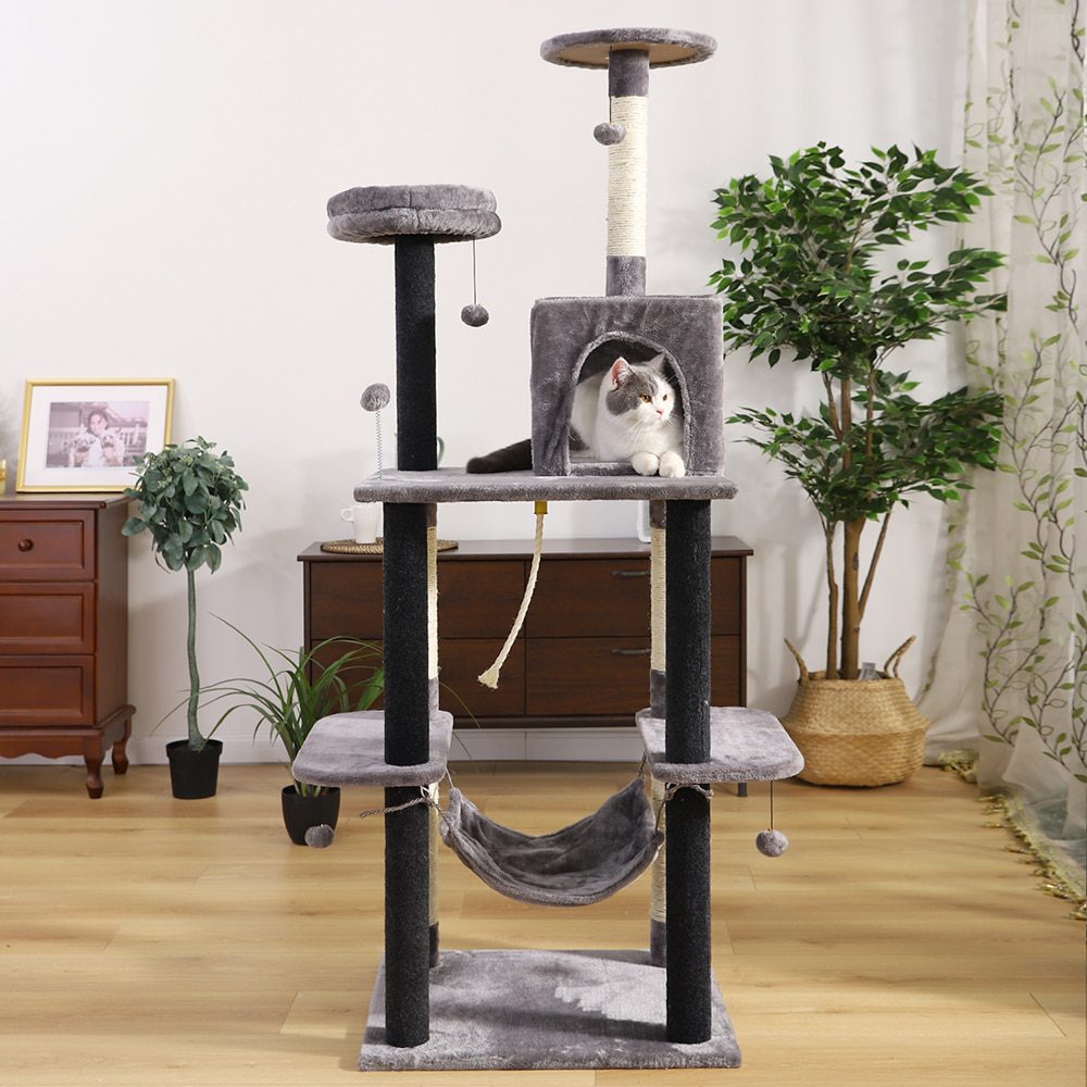 NEW H176cm Pet Cat Tree House Condo Toy Scratching Post for Cats Wood Climbing Tree Cat Tree Towers Furniture Fast Domestic Deli