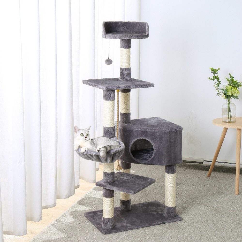 NEW H176cm Pet Cat Tree House Condo Toy Scratching Post for Cats Wood Climbing Tree Cat Tree Towers Furniture Fast Domestic Deli