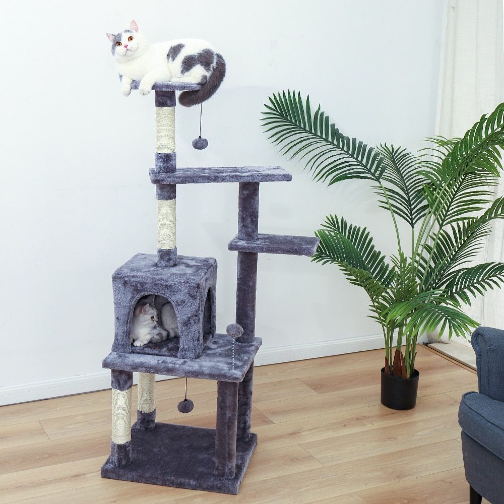 NEW H176cm Pet Cat Tree House Condo Toy Scratching Post for Cats Wood Climbing Tree Cat Tree Towers Furniture Fast Domestic Deli