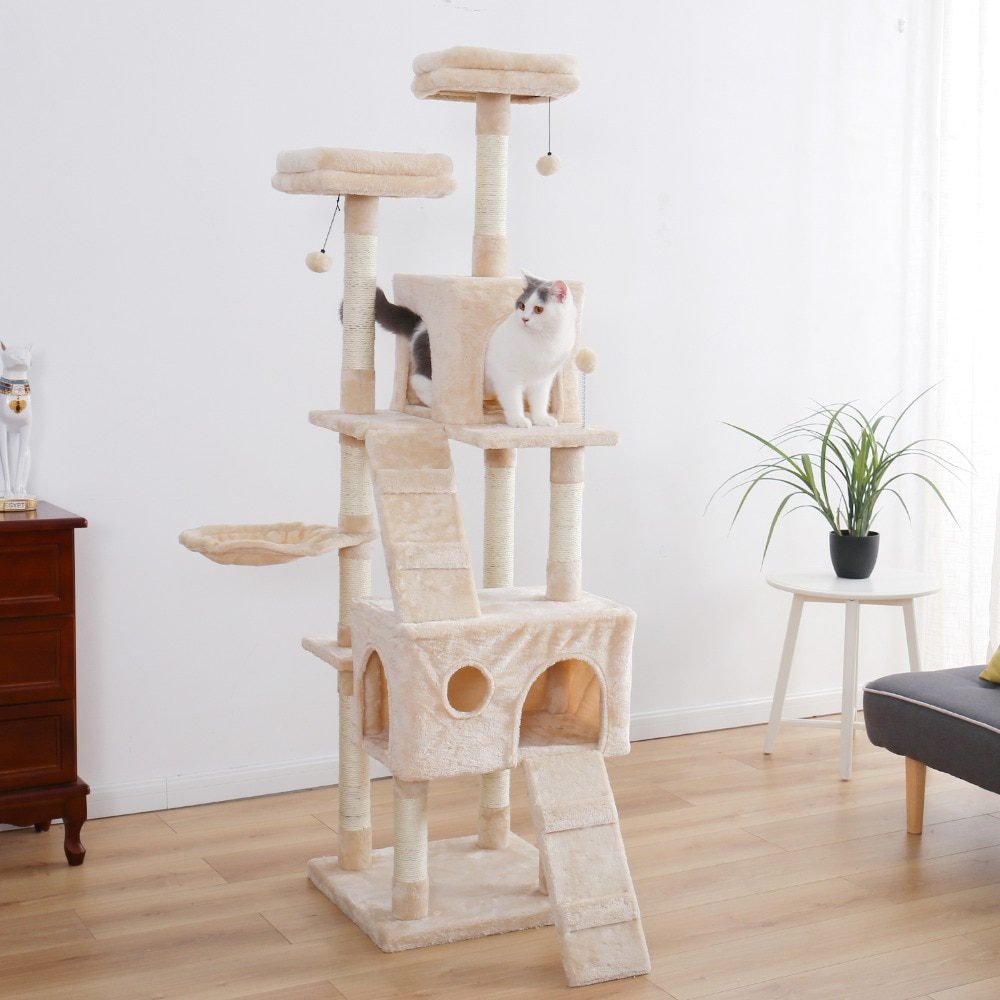 NEW H176cm Pet Cat Tree House Condo Toy Scratching Post for Cats Wood Climbing Tree Cat Tree Towers Furniture Fast Domestic Deli