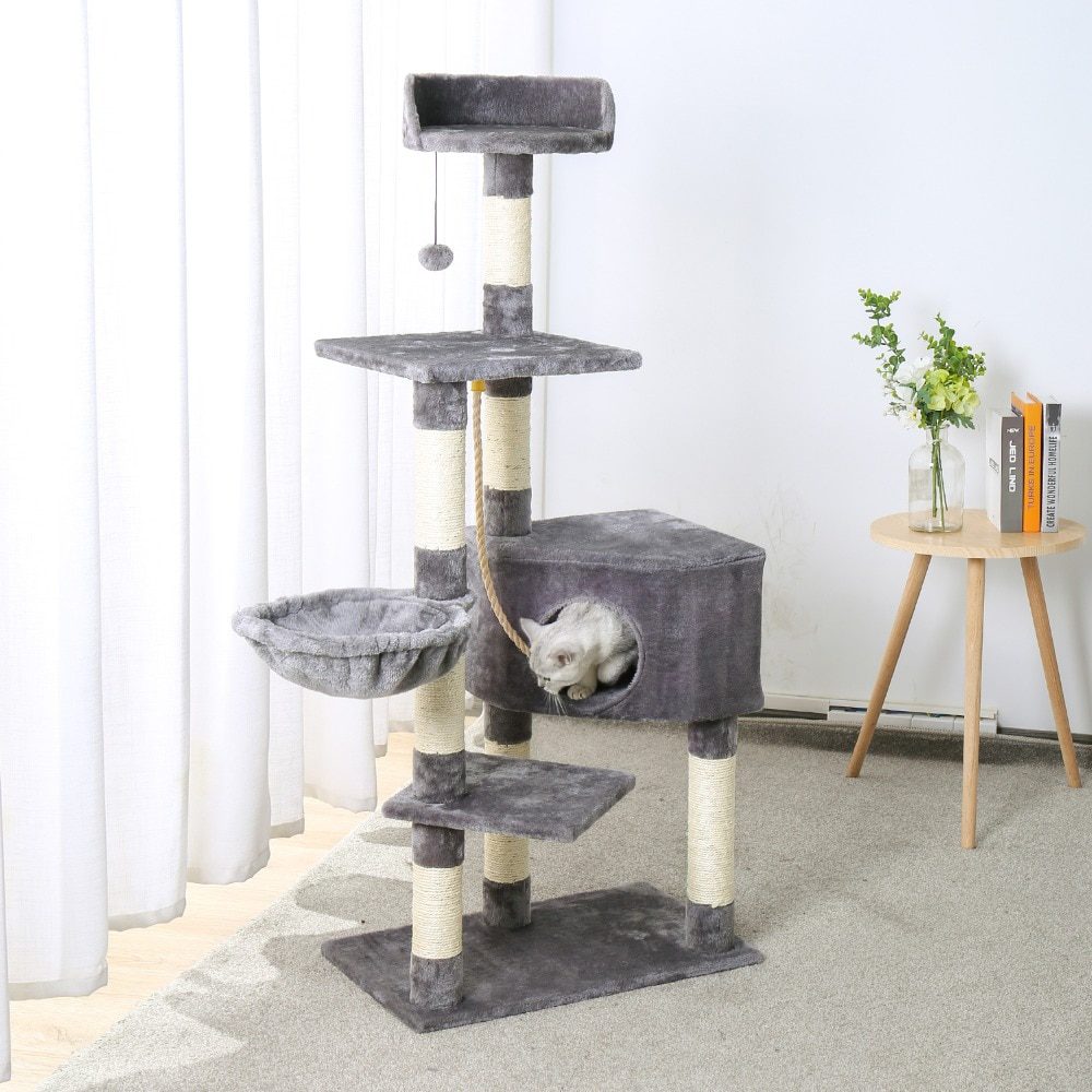 NEW H176cm Pet Cat Tree House Condo Toy Scratching Post for Cats Wood Climbing Tree Cat Tree Towers Furniture Fast Domestic Deli