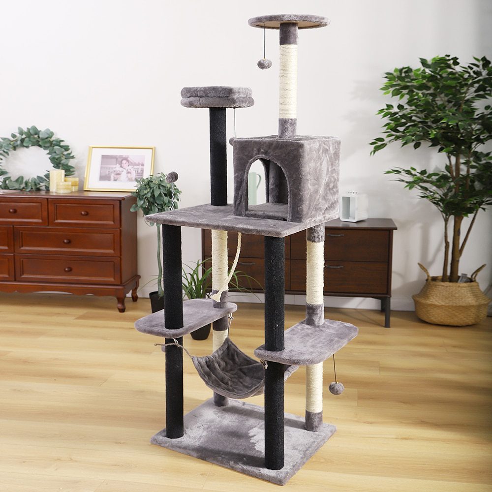 NEW H176cm Pet Cat Tree House Condo Toy Scratching Post for Cats Wood Climbing Tree Cat Tree Towers Furniture Fast Domestic Deli