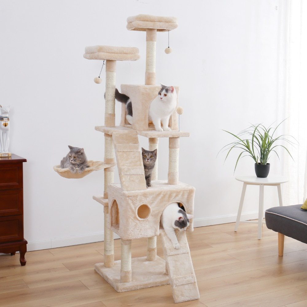 NEW H176cm Pet Cat Tree House Condo Toy Scratching Post for Cats Wood Climbing Tree Cat Tree Towers Furniture Fast Domestic Deli