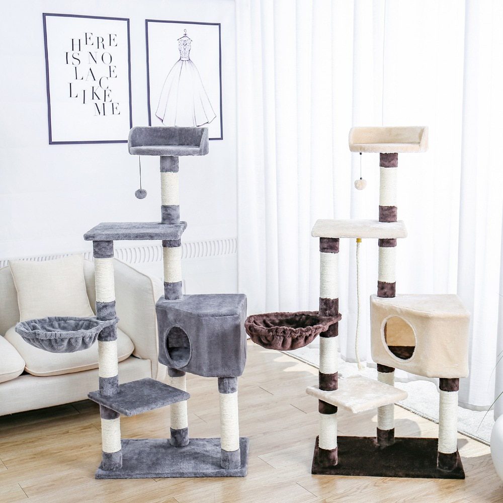 NEW H176cm Pet Cat Tree House Condo Toy Scratching Post for Cats Wood Climbing Tree Cat Tree Towers Furniture Fast Domestic Deli