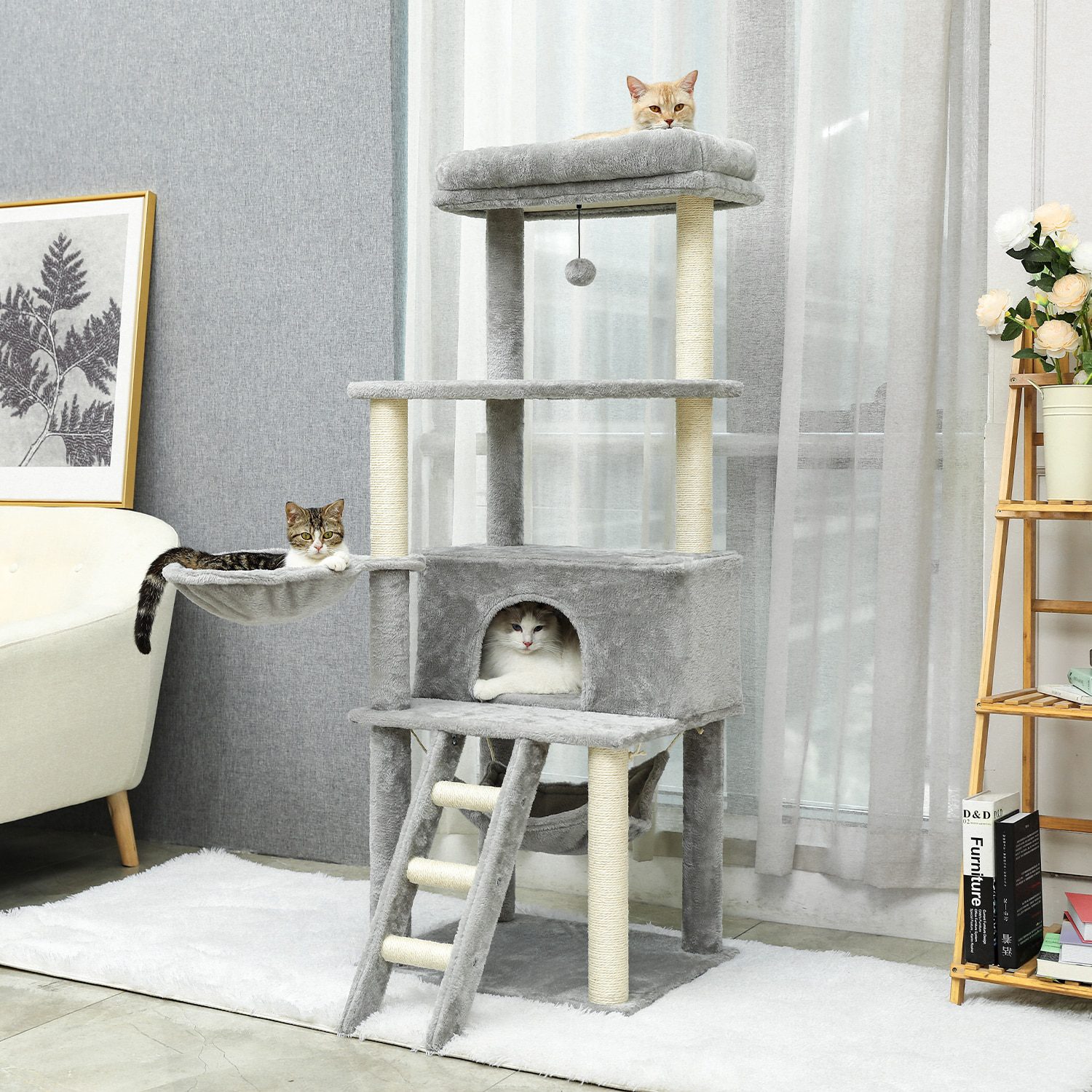 NEW H176cm Pet Cat Tree House Condo Toy Scratching Post for Cats Wood Climbing Tree Cat Tree Towers Furniture Fast Domestic Deli