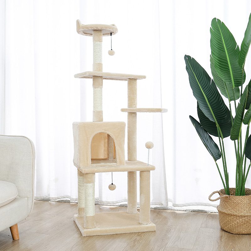 NEW H176cm Pet Cat Tree House Condo Toy Scratching Post for Cats Wood Climbing Tree Cat Tree Towers Furniture Fast Domestic Deli