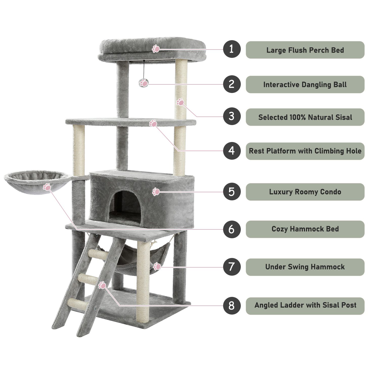 NEW H176cm Pet Cat Tree House Condo Toy Scratching Post for Cats Wood Climbing Tree Cat Tree Towers Furniture Fast Domestic Deli