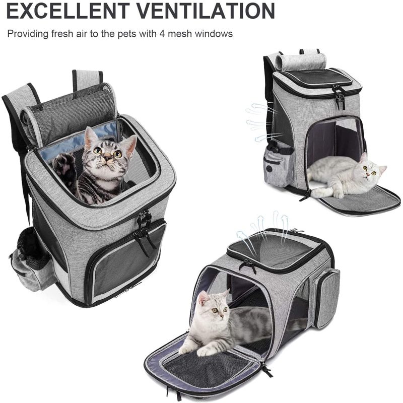 NEW Cat Carrier Backpack Expandable Mesh Breathable Foldable Pet Travel Bags for Small Dogs Cats Rabbits Pet Carrier Backpack Ne