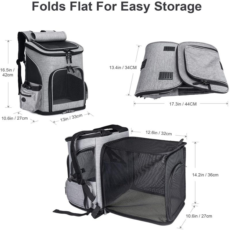 NEW Cat Carrier Backpack Expandable Mesh Breathable Foldable Pet Travel Bags for Small Dogs Cats Rabbits Pet Carrier Backpack Ne