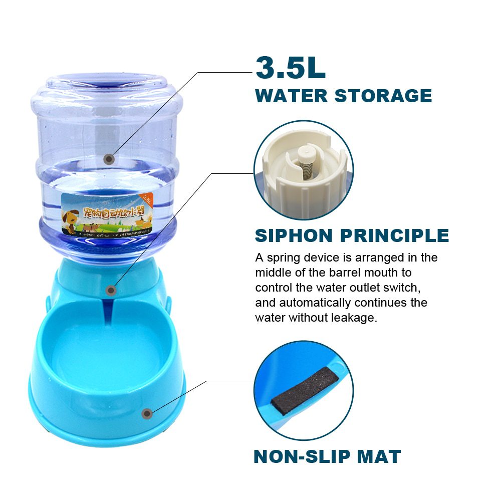 NEW 3.5L Dog Cat Feeder Bowl Automatic Pet Water Dispenser Drinking Fountain Bottle Plastic Pet Feeding Drinker Water Bowl