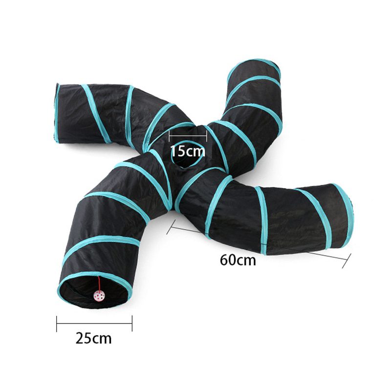 NEW Cat Tunnel for Indoor Cats Large with Play Ball S-Shape 5 Way Collapsible Interactive Peek Hole Pet Tube Toys for Puppy