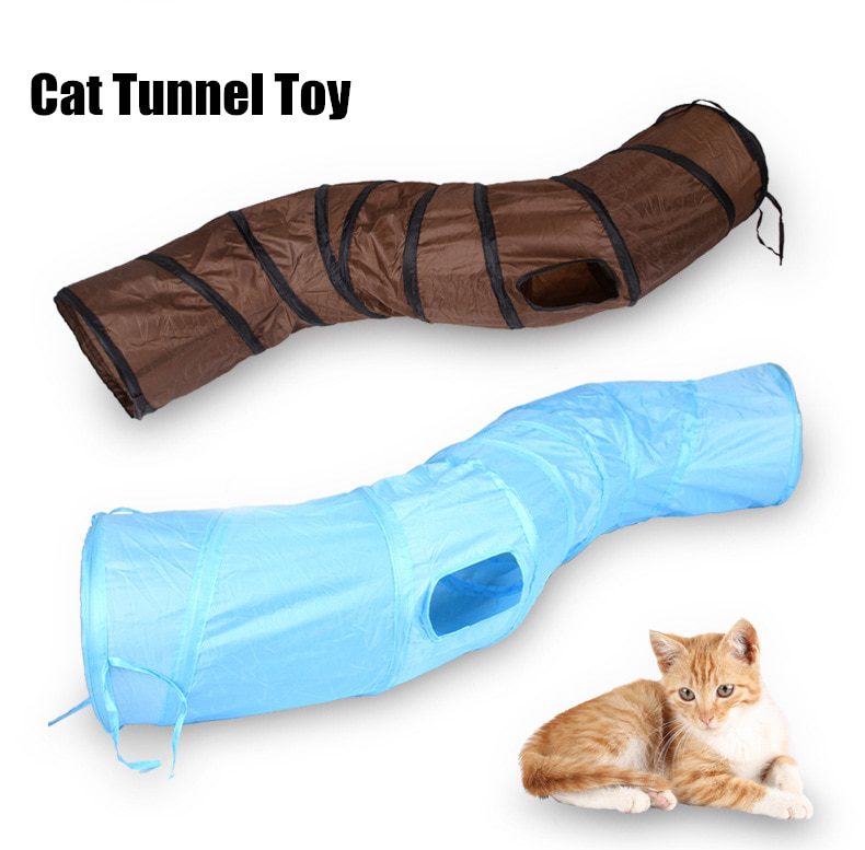 NEW Cat Tunnel for Indoor Cats Large with Play Ball S-Shape 5 Way Collapsible Interactive Peek Hole Pet Tube Toys for Puppy