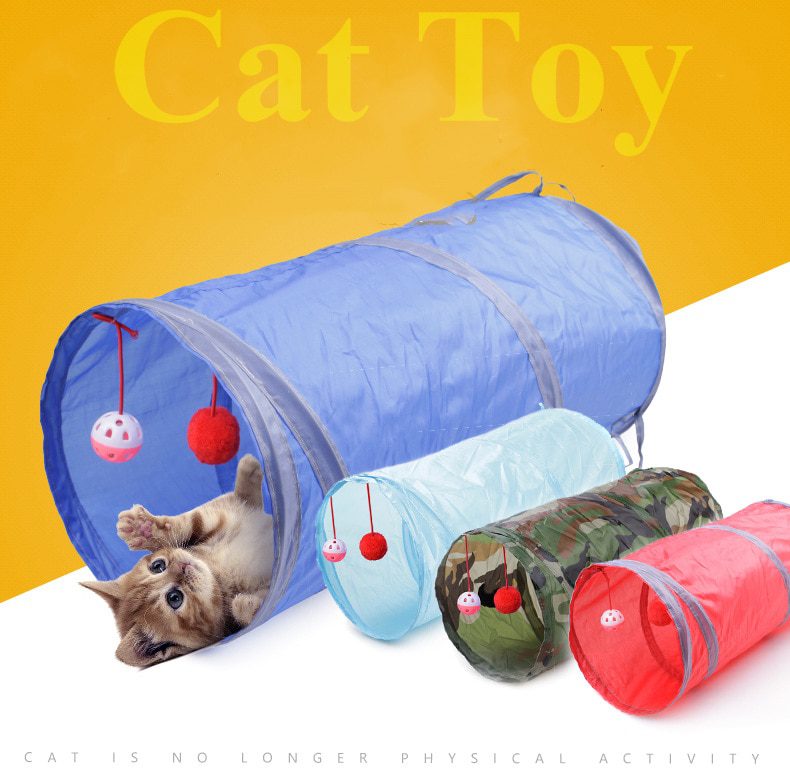 NEW Cat Tunnel for Indoor Cats Large with Play Ball S-Shape 5 Way Collapsible Interactive Peek Hole Pet Tube Toys for Puppy