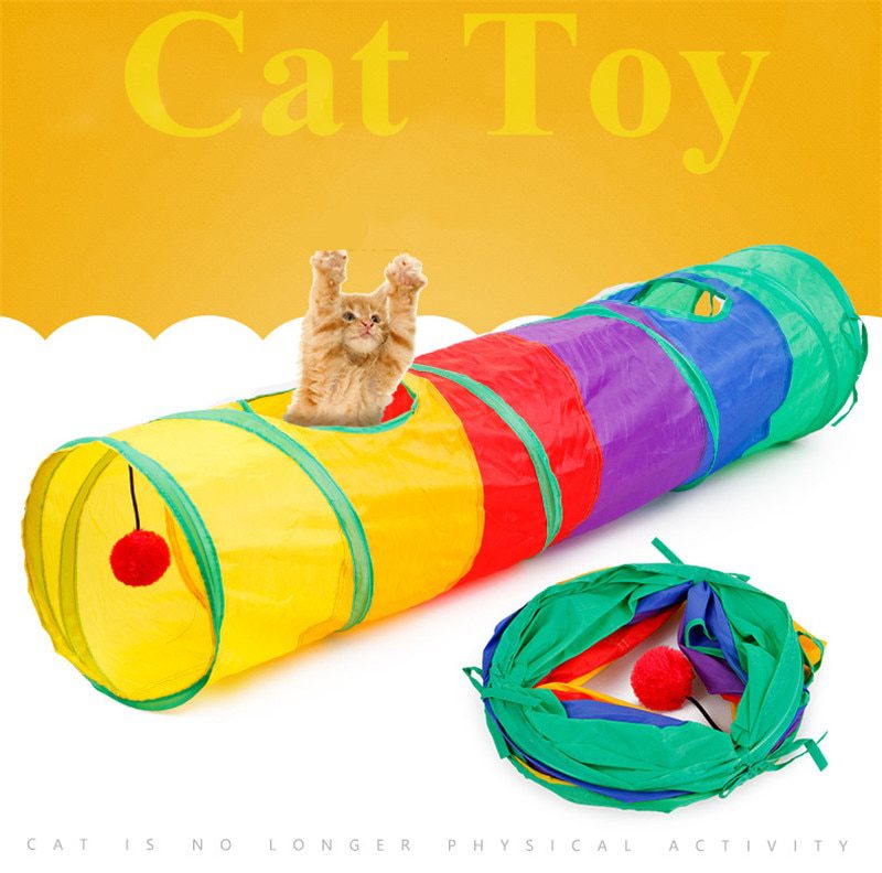 NEW Cat Tunnel for Indoor Cats Large with Play Ball S-Shape 5 Way Collapsible Interactive Peek Hole Pet Tube Toys for Puppy