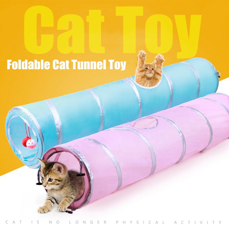 NEW Cat Tunnel for Indoor Cats Large with Play Ball S-Shape 5 Way Collapsible Interactive Peek Hole Pet Tube Toys for Puppy