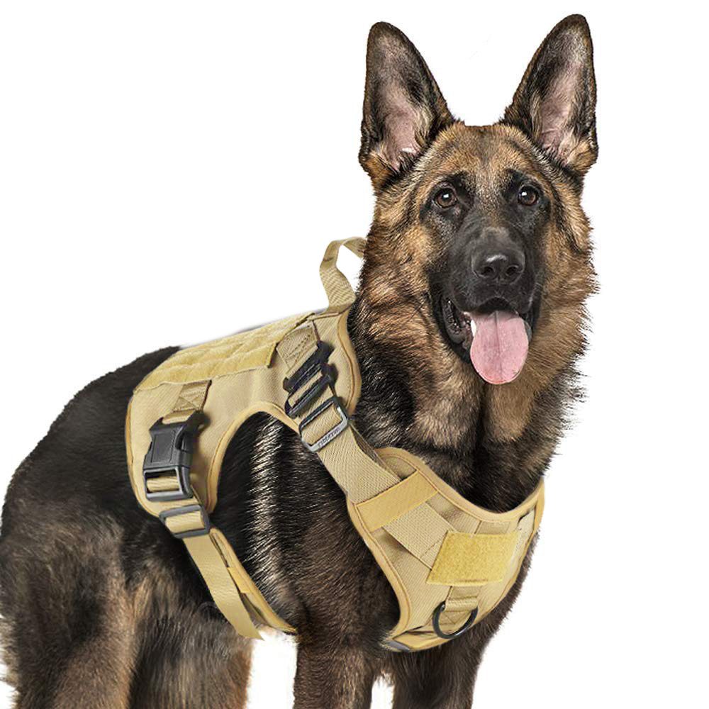 NEW Metal Buckle Tactical Dog Harness MOLLE Pet Train Vest German Shepherd Leash Hound Golden Retriever Labrador Saint Bernard H