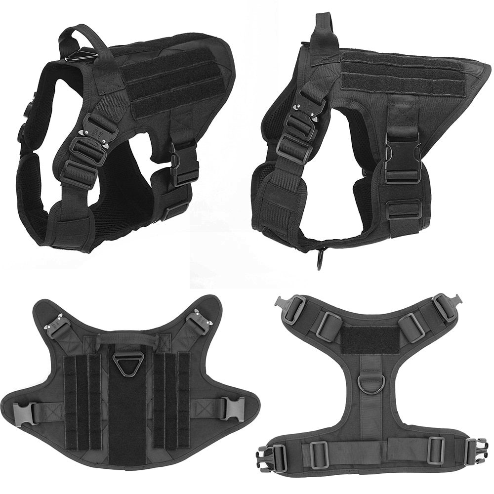 NEW Metal Buckle Tactical Dog Harness MOLLE Pet Train Vest German Shepherd Leash Hound Golden Retriever Labrador Saint Bernard H