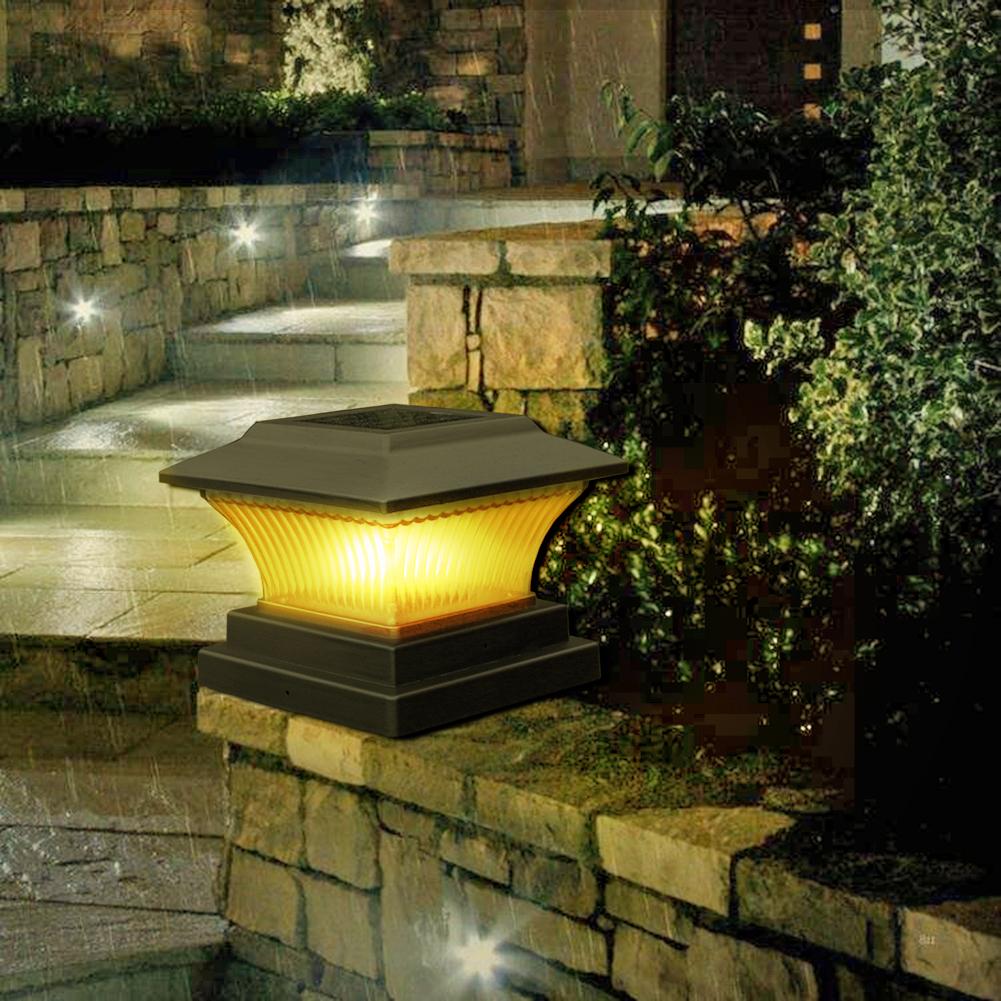 NEW Solar Power LED Pillar Lamp Outdoor Garden Fence Lamp Yard Post Cap Lights Waterproof Solar Street Wall Light