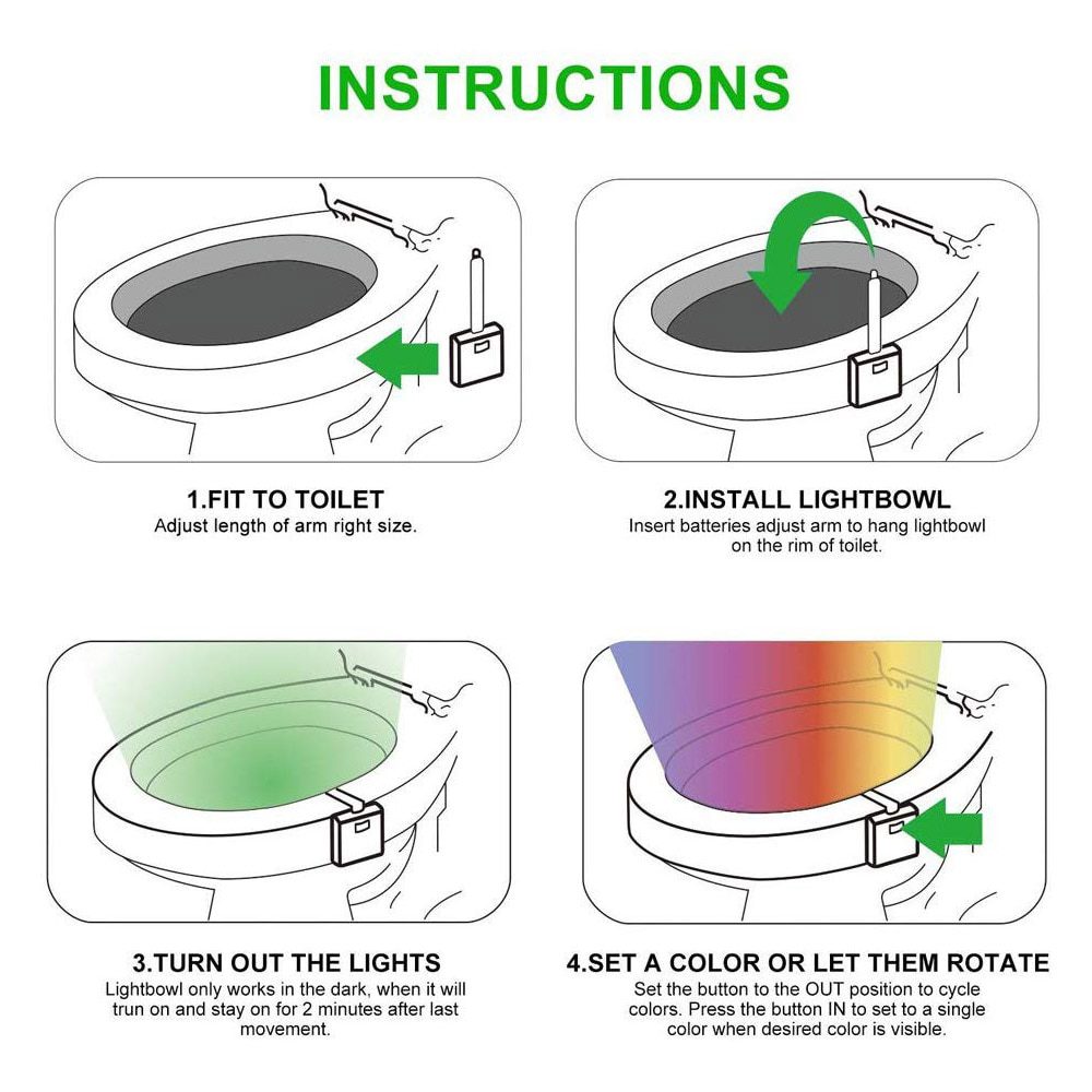 NEW Toilet Seat Night Light Smart PIR Motion Sensor 8 Colors Waterproof Backlight  LED Toilet Bowl Luminaria Lamp WC Toilet Ligh