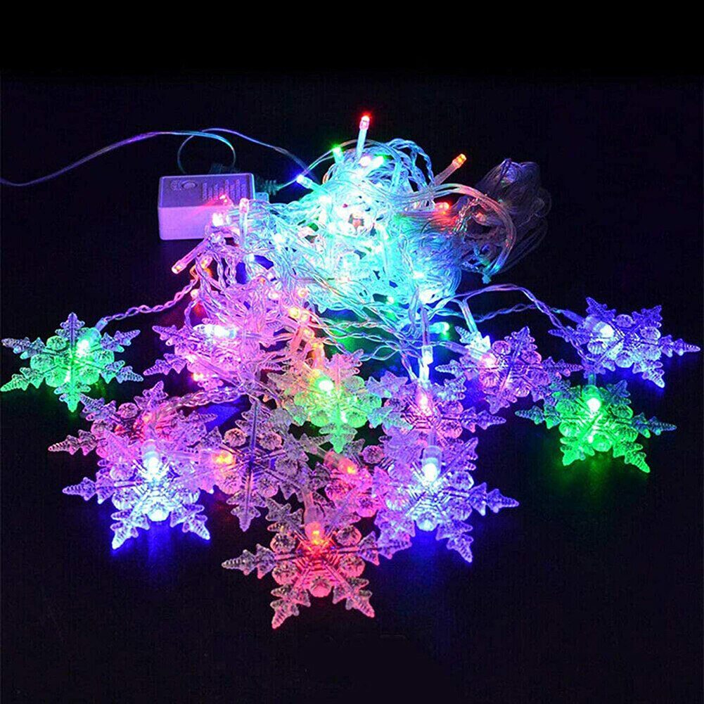 NEW 4m LED Snowflake Icicle Lamp Fairy Curtain String Lights Christmas New Year Garland Lighting Home Wedding Window Decor EU Pl