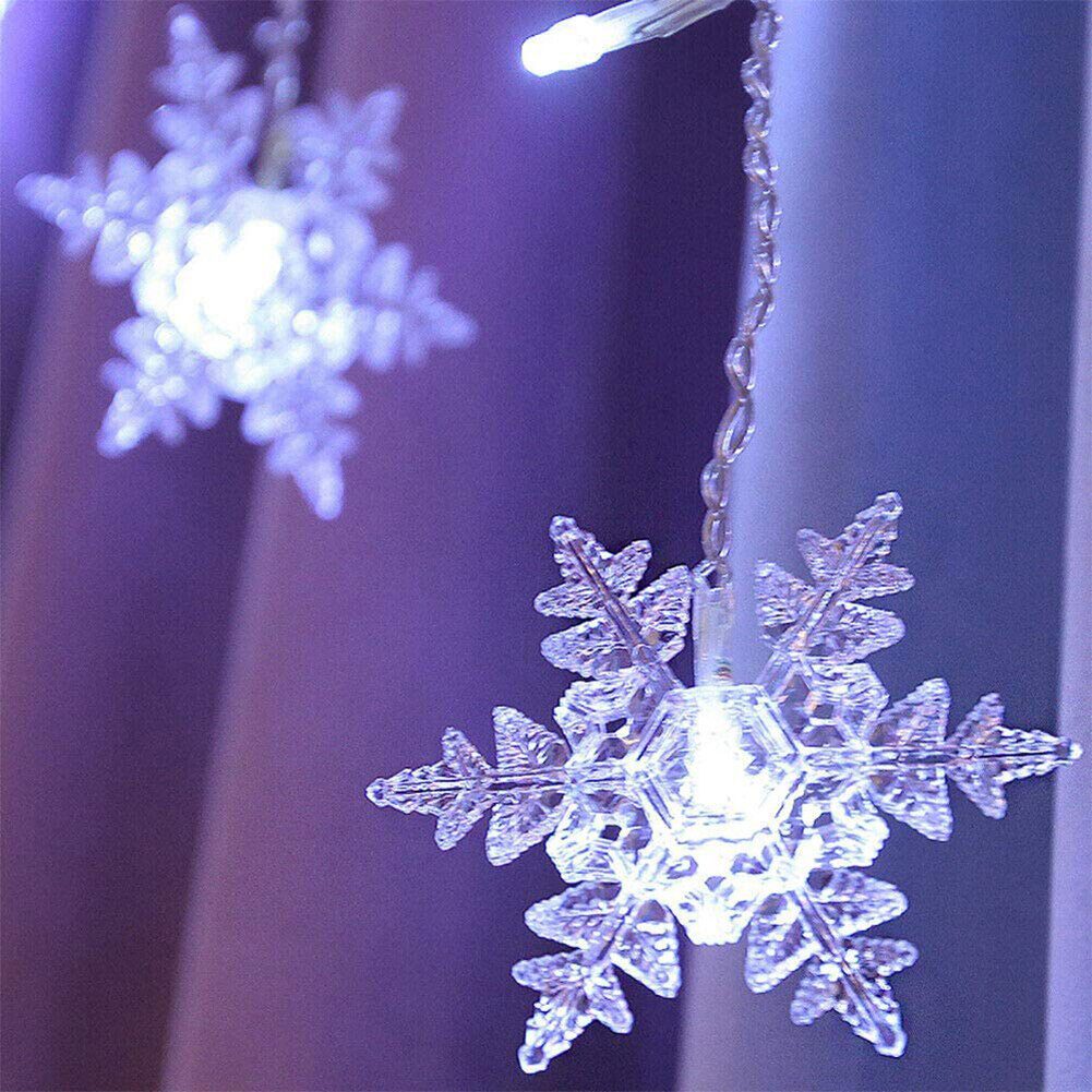 NEW 4m LED Snowflake Icicle Lamp Fairy Curtain String Lights Christmas New Year Garland Lighting Home Wedding Window Decor EU Pl