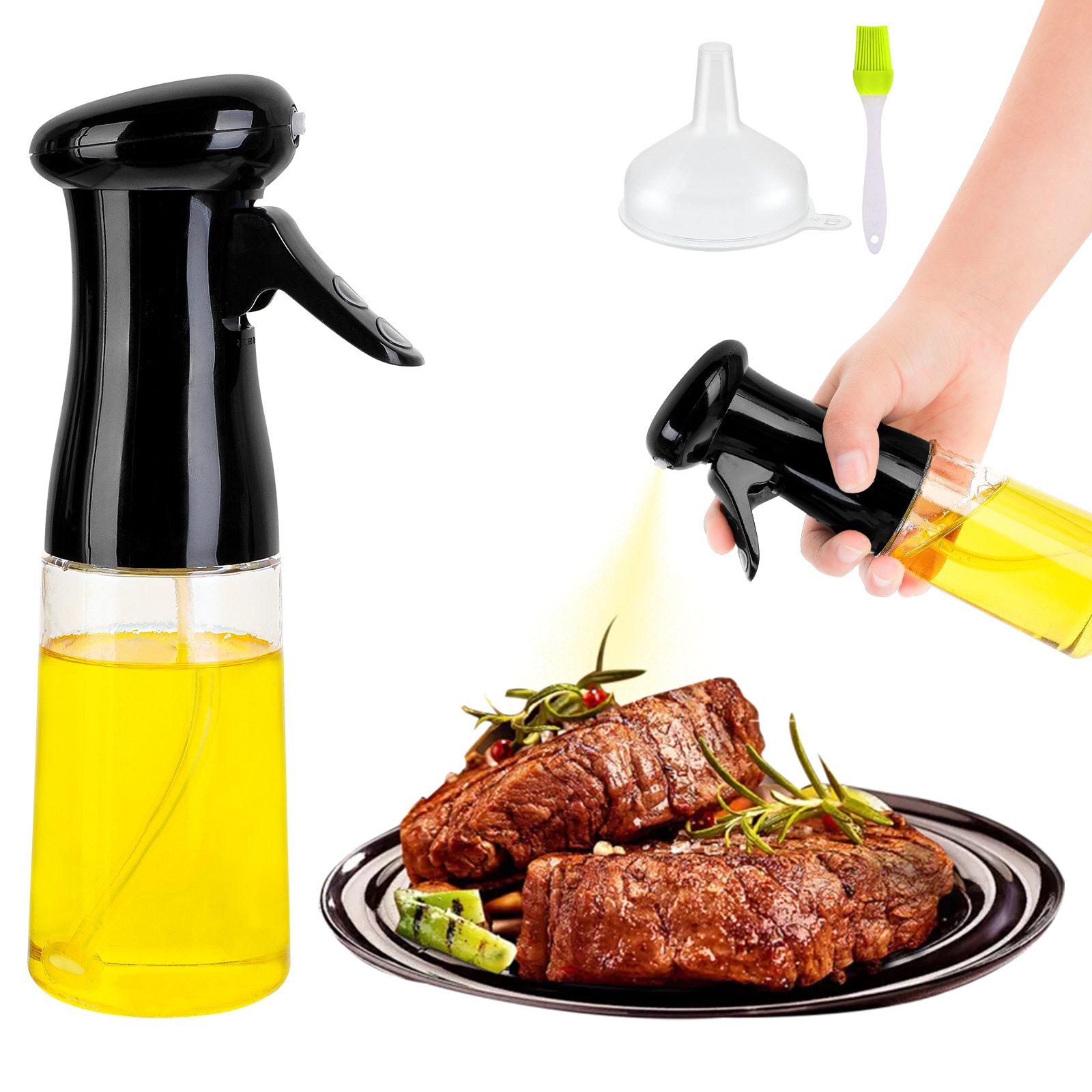 NEW 210ml Oil Spray Bottle Cooking Baking Vinegar Mist Sprayer Barbecue Spray Bottle for Kitchen Cooking BBQ Grilling Roasting