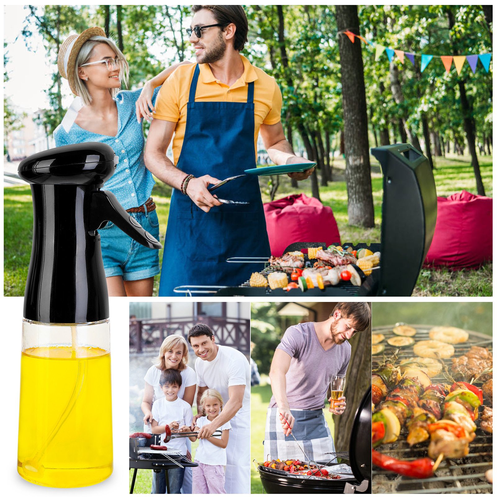 NEW 210ml Oil Spray Bottle Cooking Baking Vinegar Mist Sprayer Barbecue Spray Bottle for Kitchen Cooking BBQ Grilling Roasting