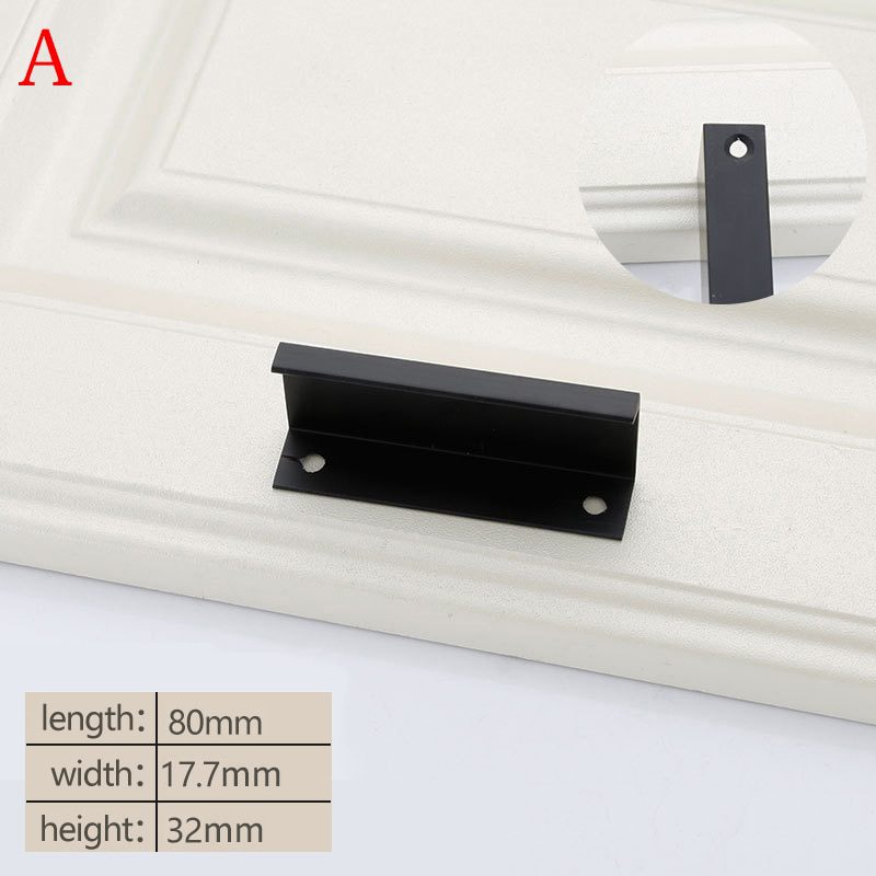 NEW Black Hidden Handles for Furniture Cabinet Knobs Aluminium Alloy  Kitchen Drawer Knobs Cupboard Pulls Bedroom Door Hardware