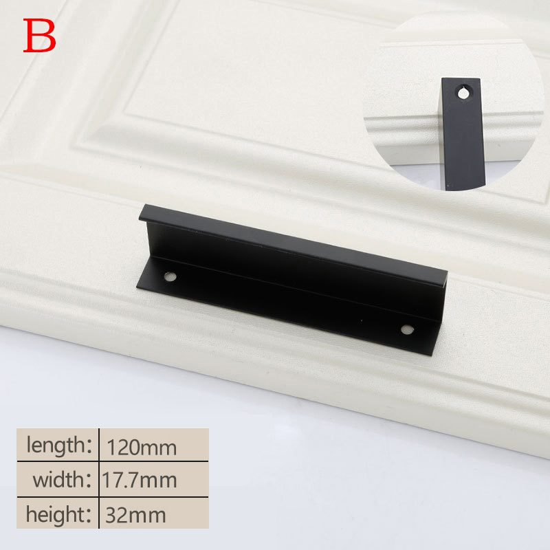 NEW Black Hidden Handles for Furniture Cabinet Knobs Aluminium Alloy  Kitchen Drawer Knobs Cupboard Pulls Bedroom Door Hardware