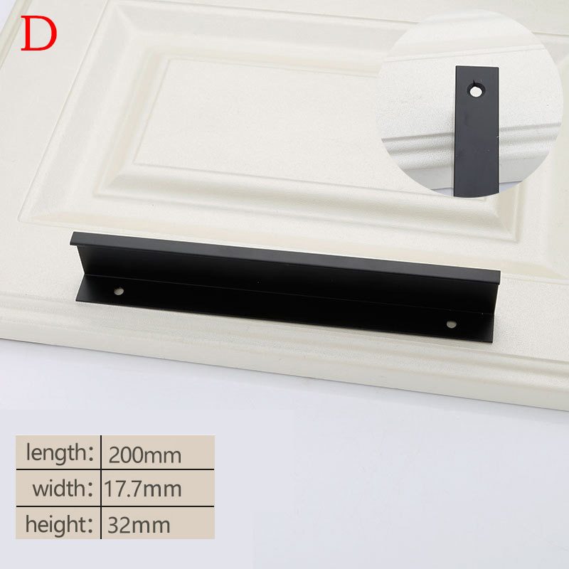 NEW Black Hidden Handles for Furniture Cabinet Knobs Aluminium Alloy  Kitchen Drawer Knobs Cupboard Pulls Bedroom Door Hardware