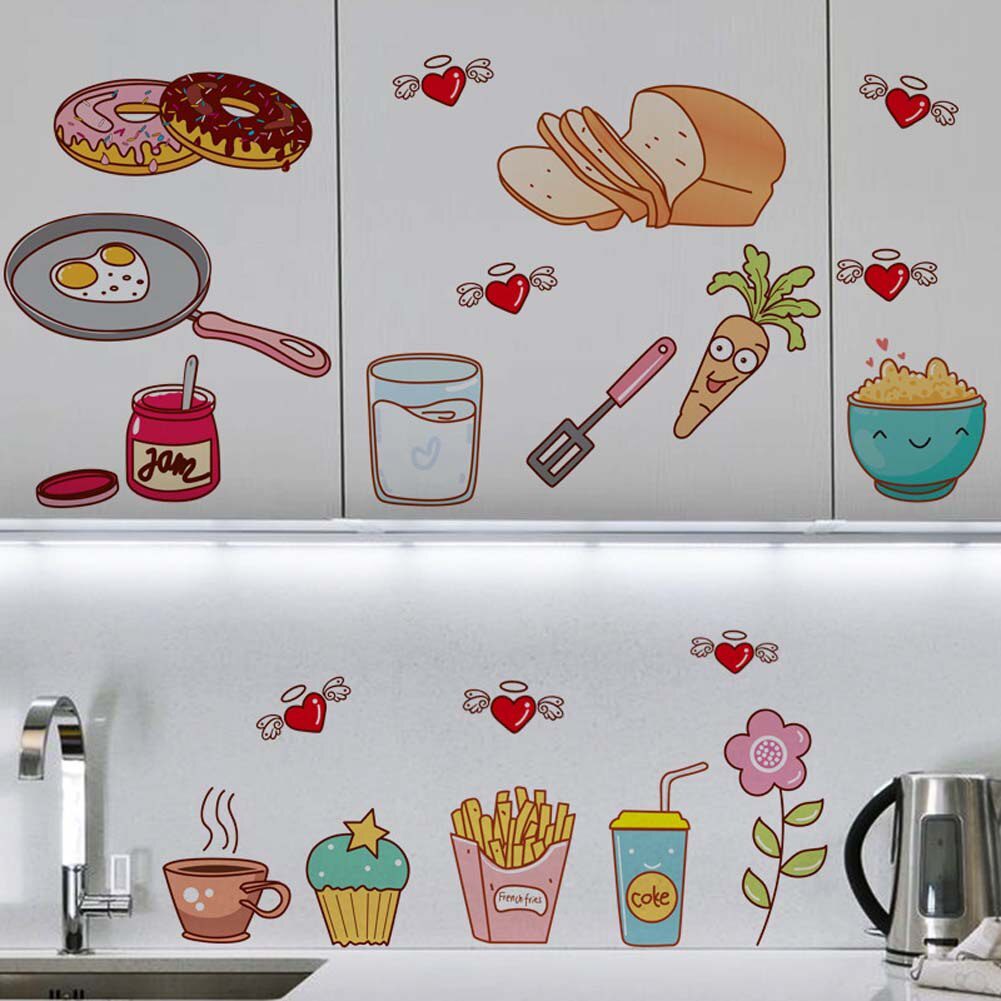 NEW Cartoon Kitchen Refrigerator Door Stickers Decorative Stickers Food Fruit Removable Wall Sticker stickers On The Wall