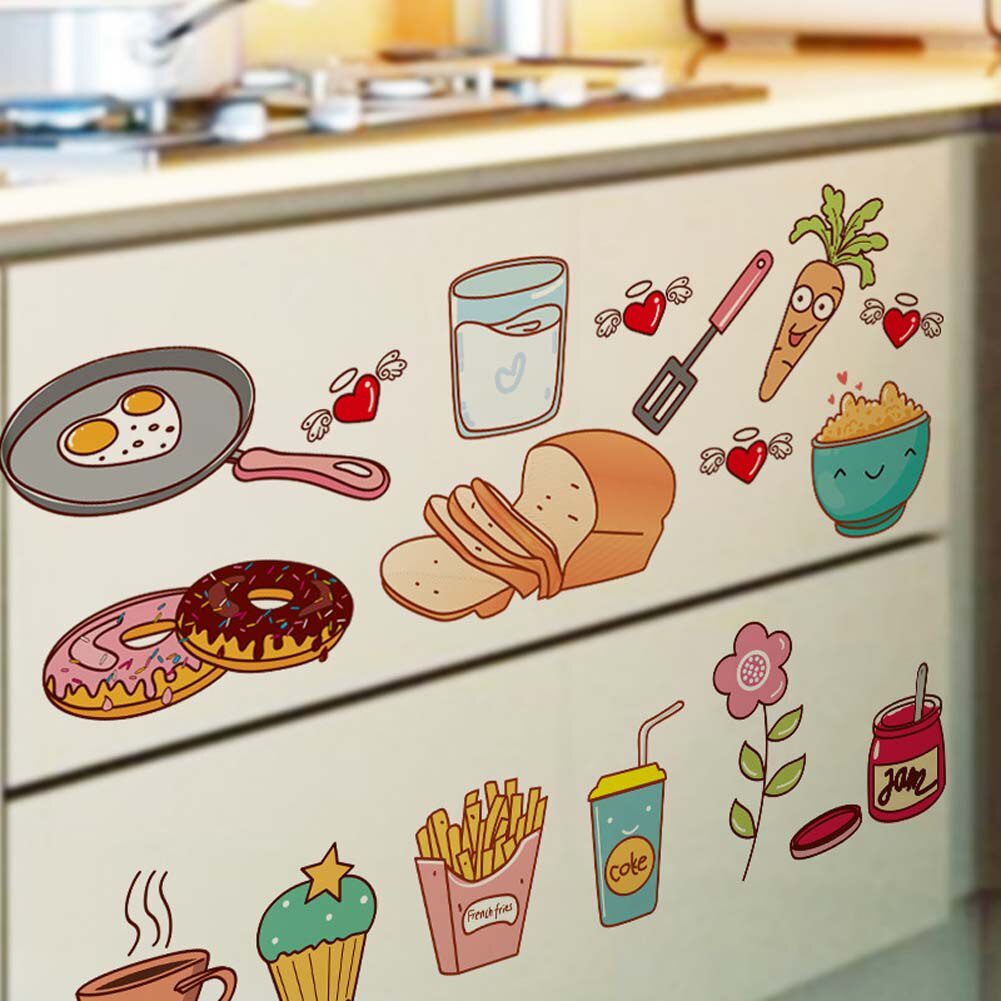 NEW Cartoon Kitchen Refrigerator Door Stickers Decorative Stickers Food Fruit Removable Wall Sticker stickers On The Wall