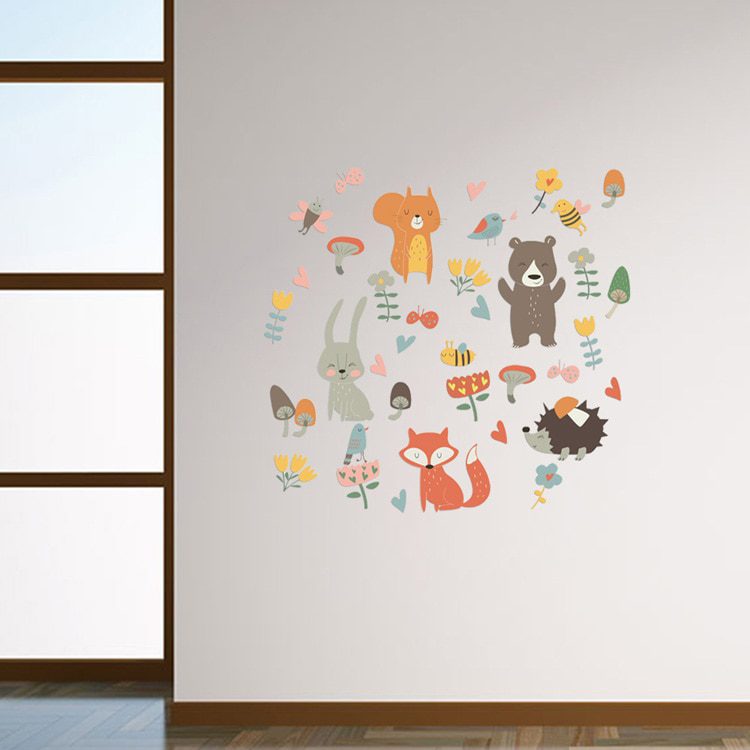 NEW Forest Animal Party Wall Sticker for kids rooms bedroom decorations wallpaper Mural home Art Decals Cartoon combination stic