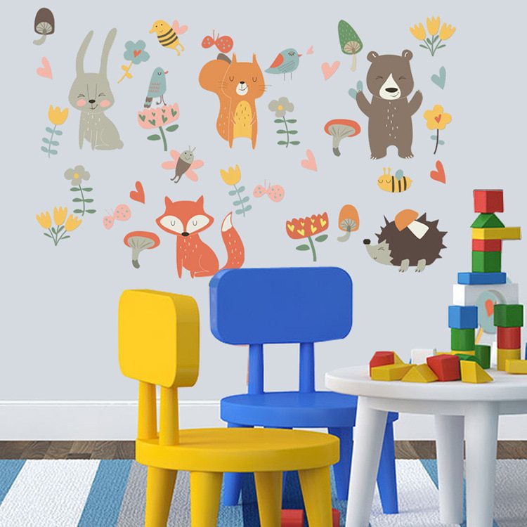 NEW Forest Animal Party Wall Sticker for kids rooms bedroom decorations wallpaper Mural home Art Decals Cartoon combination stic